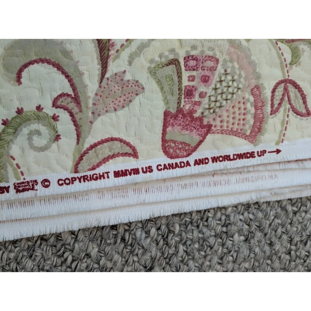 6.7 Yds Christie Brinkley Screen Print Decor‎ Quilted Cream Floral Fabric 54x240